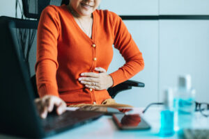 What Causes Lower Abdominal Pain in Females? In this case this is an image of a women experiencing abdominal pain from SIBO which is caused by adhesions.
